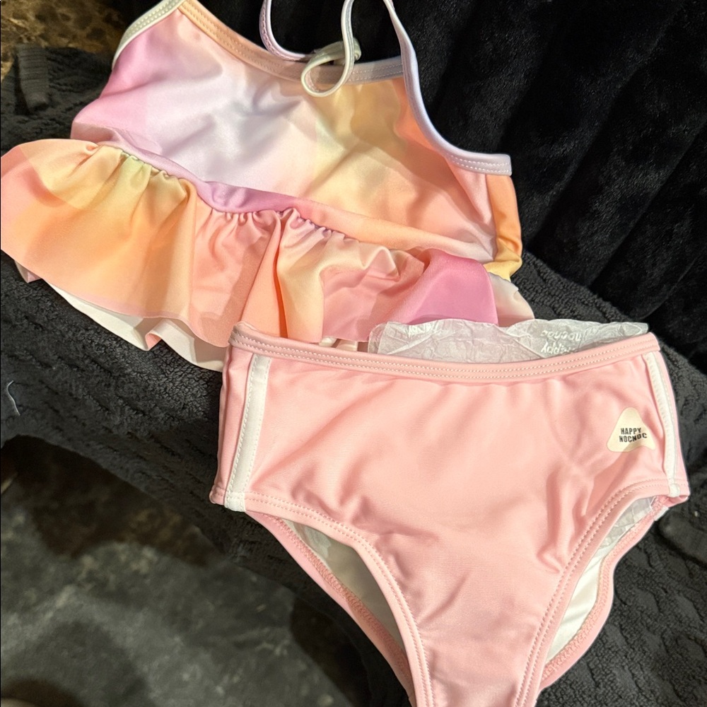 Kids Swim Bikini Set in Pink and Orange